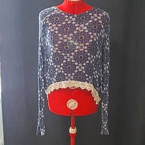 Flowy blue long-sleeve top